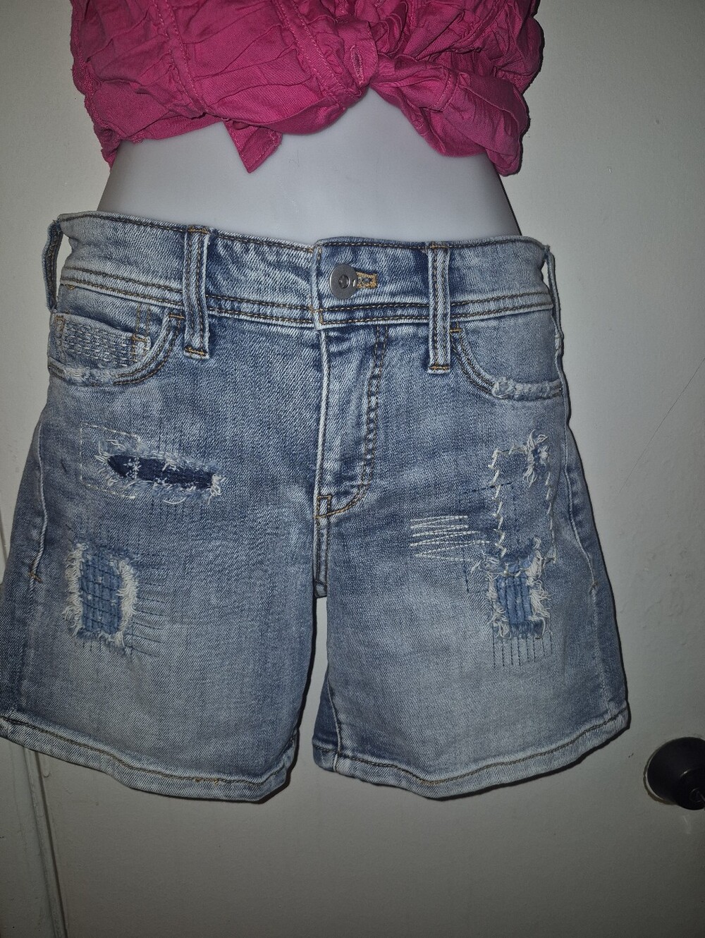 Pilcro and the Letterpress Light Blue Distressed Denim Shorts ( Slim Boyfriend)